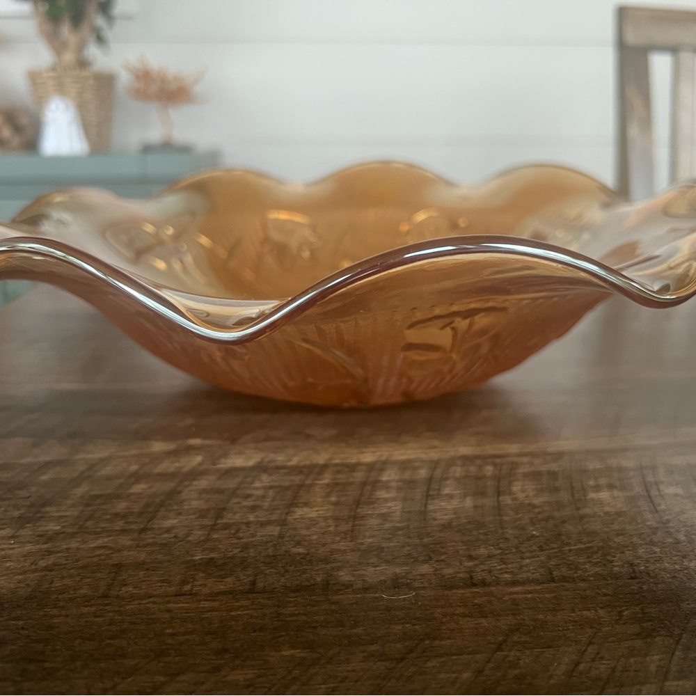 Vintage Jeannette Glass Bowl Herringbone and Iris Pattern